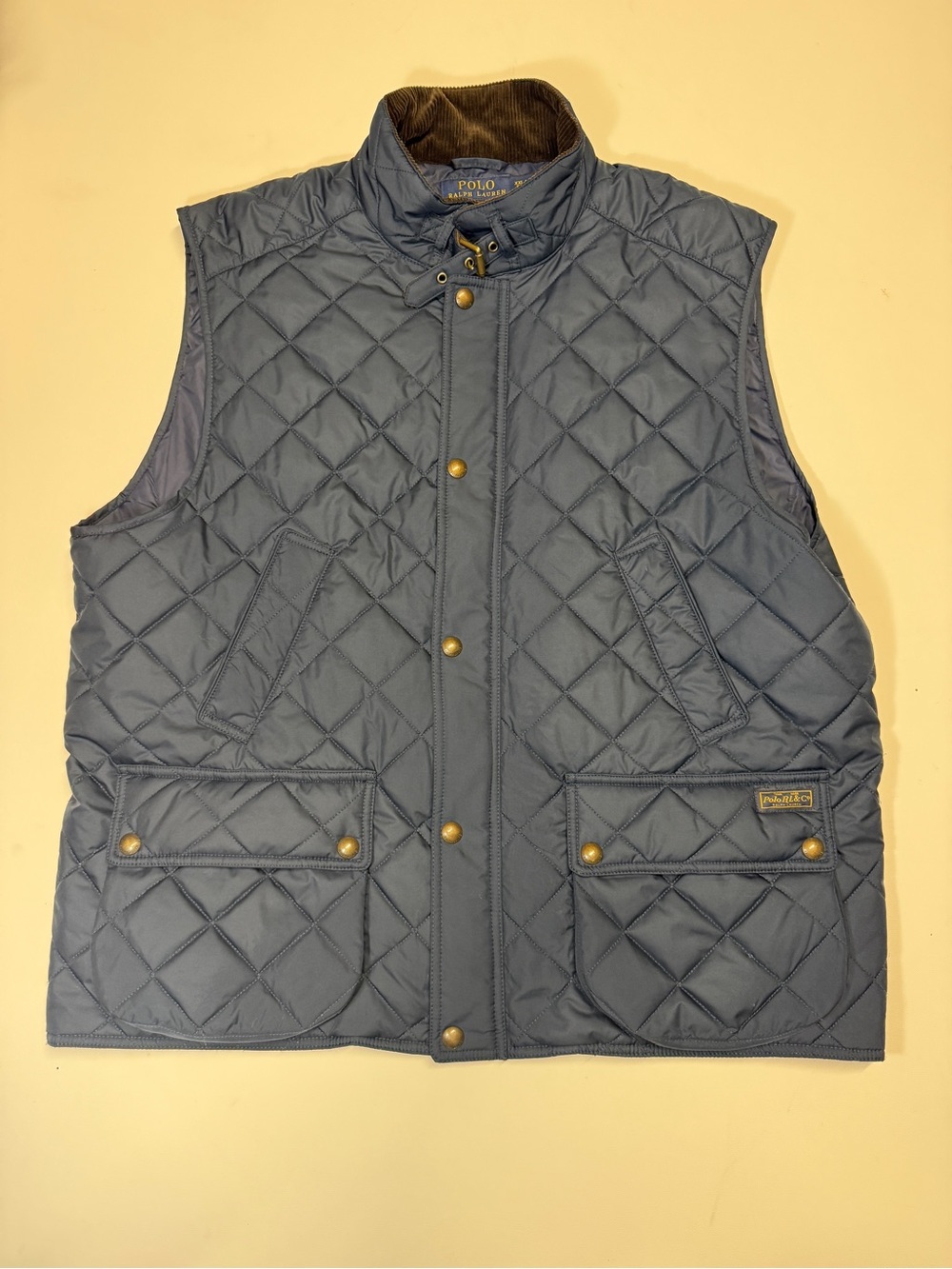 Ralph Lauren Navy Quilted Snap-Front Vest